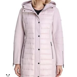 BCBGeneration Light Pink Hooded Puffer Jacket